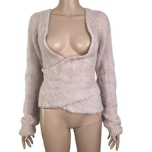 Load image into Gallery viewer, Alya Sweater Womens Large Pink Eyelash Surplice Pullover Stretch