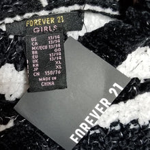 Load image into Gallery viewer, FOREVER 21 Hooded Sweater Womens Juniors 13/14 Black White Striped New