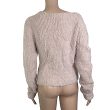 Load image into Gallery viewer, Alya Sweater Womens Large Pink Eyelash Surplice Pullover Stretch