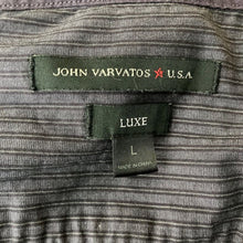 Load image into Gallery viewer, John Varvatos USA Lux Shirt Mens Large Button Front Small Striped Gray Black