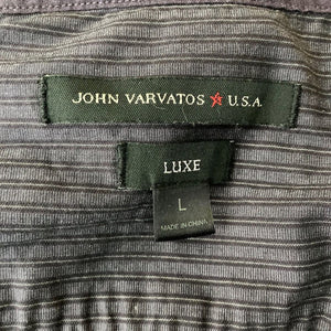 John Varvatos USA Lux Shirt Mens Large Button Front Small Striped Gray Black