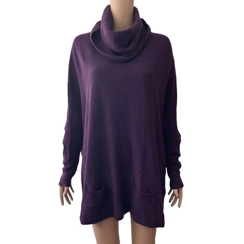 Olivia Sky Sweater Womens Large Purple Cowl Neck Batwing