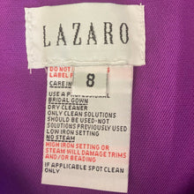 Load image into Gallery viewer, Lazaro Dress Womens 8 Purple Satin Sheath Off Shoulder Ruffle Cocktail Formal