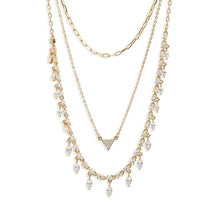 Load image into Gallery viewer, Nordstrom Norman Layered Cubic Zirconia &amp; Chain Collar Gold Necklace New