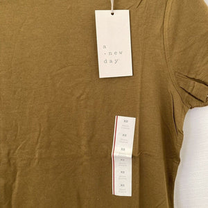 A New Day Tshirt Womens XS Olive Short Sleeve Casual Stretch