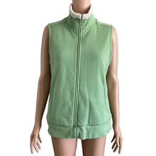 Load image into Gallery viewer, LL Bean Vest Womens Medium Green White Fleece Lined Sleeveless