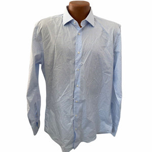 Nordstrom Shirt Mens 16 32/33 Non Iron Blue Vista White Paisley Button Front