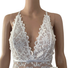Load image into Gallery viewer, Ooh la la Cherie Paris Teddy Womens Small Medium White Lace Hi Leg Galloon New