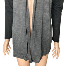 Load image into Gallery viewer, Bobeau Cardigan Open Front Womens XS Charcoal Black Ribbed Waffle Knit Two Toned