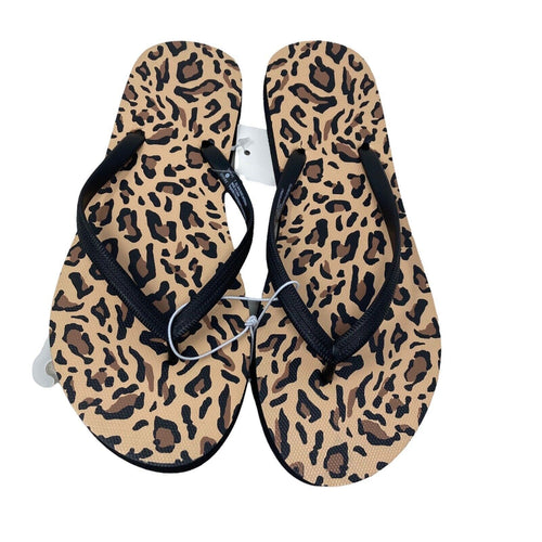 SHADE SHORE Flip Flops Leopard Print Womens Size 7