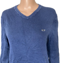 Load image into Gallery viewer, Vineyard Vines Sweater Mens S Navy V Neck Cotton Cashmere Whale Logo