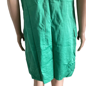Vintage Helene Berman London Dress Womens 12 Green Casual Sleeveless
