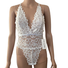 Load image into Gallery viewer, Ooh la la Cherie Paris Teddy Womens Small Medium White Lace Hi Leg Galloon New