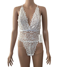 Load image into Gallery viewer, Ooh la la Cherie Paris Teddy Womens Small Medium White Lace Hi Leg Galloon New