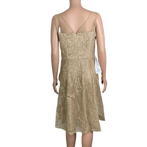 JS Collection Faith Dress Womens Size 8 Knee Length A Line Gold Sequins Champagne