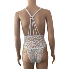 Load image into Gallery viewer, Ooh la la Cherie Paris Teddy Womens Small Medium White Lace Hi Leg Galloon New