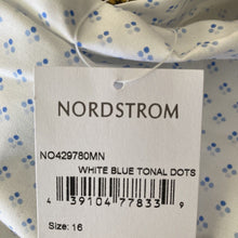 Load image into Gallery viewer, Nordstrom Shirt Mens Shop Non Iron White Blue Tonal Dots Button Down Size 16