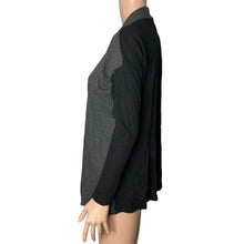 Load image into Gallery viewer, Bobeau Cardigan Open Front Womens XS Charcoal Black Ribbed Waffle Knit Two Toned