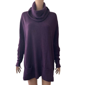 Olivia Sky Sweater Womens Large Purple Cowl Neck Batwing