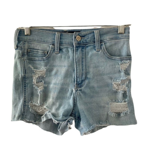 Hollister Hi Rise Short Womens Juniors 3 26W Light Wash Denim Distressed Cutoff