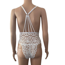 Load image into Gallery viewer, Ooh la la Cherie Paris Teddy Womens Small Medium White Lace Hi Leg Galloon New