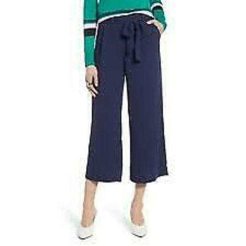 Halogen Pants Trousers Womens Medium Navy Peacoat Cropped Wide Leg