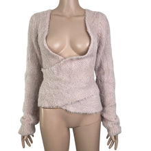 Load image into Gallery viewer, Alya Sweater Womens Large Pink Eyelash Surplice Pullover Stretch