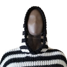 Load image into Gallery viewer, FOREVER 21 Hooded Sweater Juniors 13/14 Black White Striped New