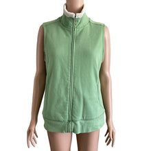 Load image into Gallery viewer, LL Bean Vest Womens Medium Green White Fleece Lined Sleeveless