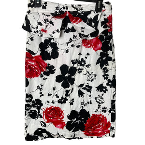 Grace Karin Skirt Womens Medium White Black Red Floral