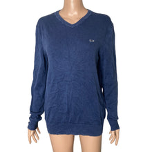 Load image into Gallery viewer, Vineyard Vines Sweater Mens S Navy V Neck Cotton Cashmere Whale Logo
