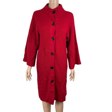 Load image into Gallery viewer, AK Ann Klein Sweater Dress Womens Large Red Button Front Kimono Sleeve