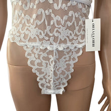Load image into Gallery viewer, Ooh la la Cherie Paris Teddy Womens Small Medium White Lace Hi Leg Galloon New