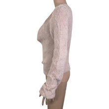 Load image into Gallery viewer, Alya Sweater Womens Large Pink Eyelash Surplice Pullover Stretch