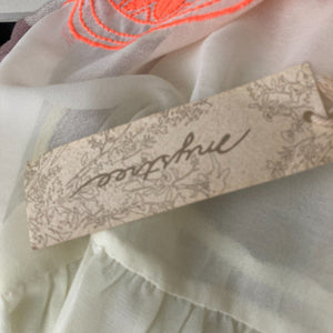 Mystree Shirt Womens Small Sheer White Orange Embroidered Pullover