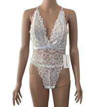 Load image into Gallery viewer, Ooh la la Cherie Paris Teddy Womens Small Medium White Lace Hi Leg Galloon New