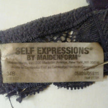 Load image into Gallery viewer, Maidenform Self Expressions Bra 34B Dark Gray Padded Underwire Lace Trim