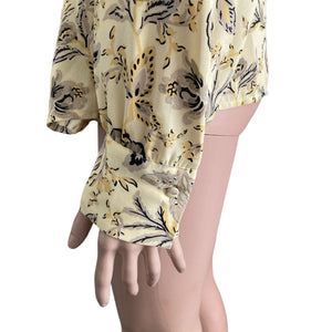 Vince Camuto Blouse Womens Small Yellow Floral Wrap New