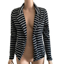 Load image into Gallery viewer, Olivia Moon Jacket Womens Small Open Front Black And White Striped Stretch
