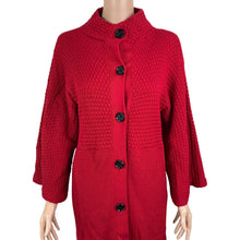 Load image into Gallery viewer, AK Ann Klein Sweater Dress Womens Large Red Button Front Kimono Sleeve