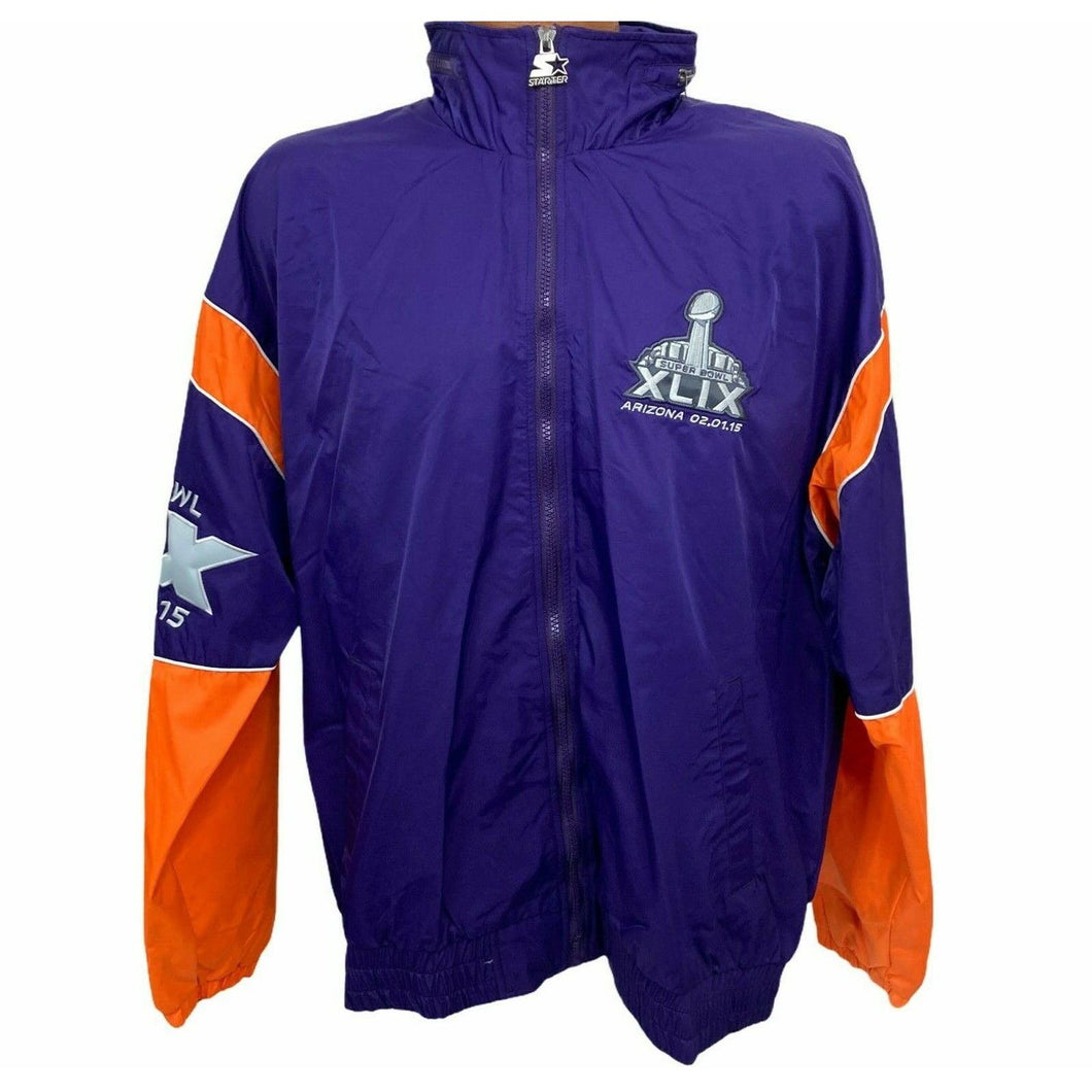 Starter Superbowl XLIX 2015 NWT Stitched Windbreaker Jacket L NFL football AZ