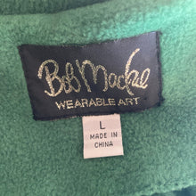 Load image into Gallery viewer, Bob Mackie Jacket Womens Large Green Fleece Wearable Art Embroidered Scarf