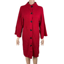 Load image into Gallery viewer, AK Ann Klein Sweater Dress Womens Large Red Button Front Kimono Sleeve