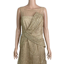 Load image into Gallery viewer, JS Collection Faith Dress Womens Size 8 Knee Length A Line Gold Sequins Champagne