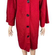 Load image into Gallery viewer, AK Ann Klein Sweater Dress Womens Large Red Button Front Kimono Sleeve