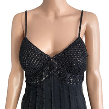 Load image into Gallery viewer, I.C.E Dress Womens Size 8 Black Beaded Semi Sheer Lined Spaghetti Straps