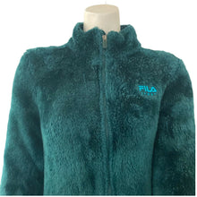 Load image into Gallery viewer, Fila Sport Jacket Fleece Sherpa Green Blue Women’s Full Zip Front