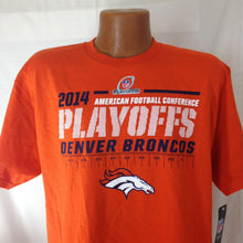 Load image into Gallery viewer, Majestic Denver Bronkos 2014 AFC Playoffs Mens Orange Tshirt Med Lrg XL