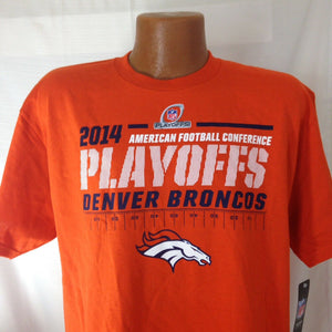 Majestic Denver Bronkos 2014 AFC Playoffs Mens Orange Tshirt Med Lrg XL