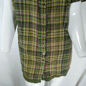 Venezia Womens Multicolored Plaid Short Sleeve Blouse Size 18 20